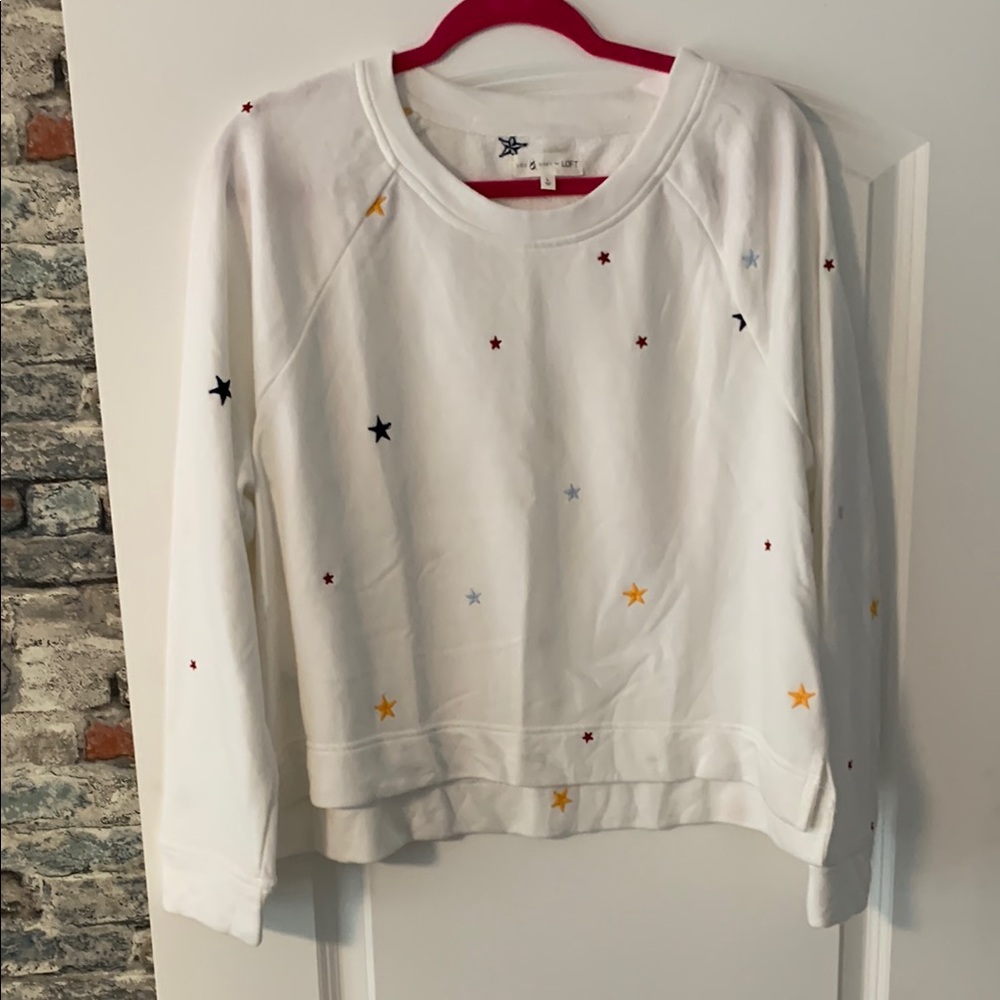 Lou & Grey White Sweatshirt with Star Accents